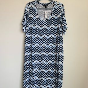 Lane Bryant Navy Blue Chevron Dress